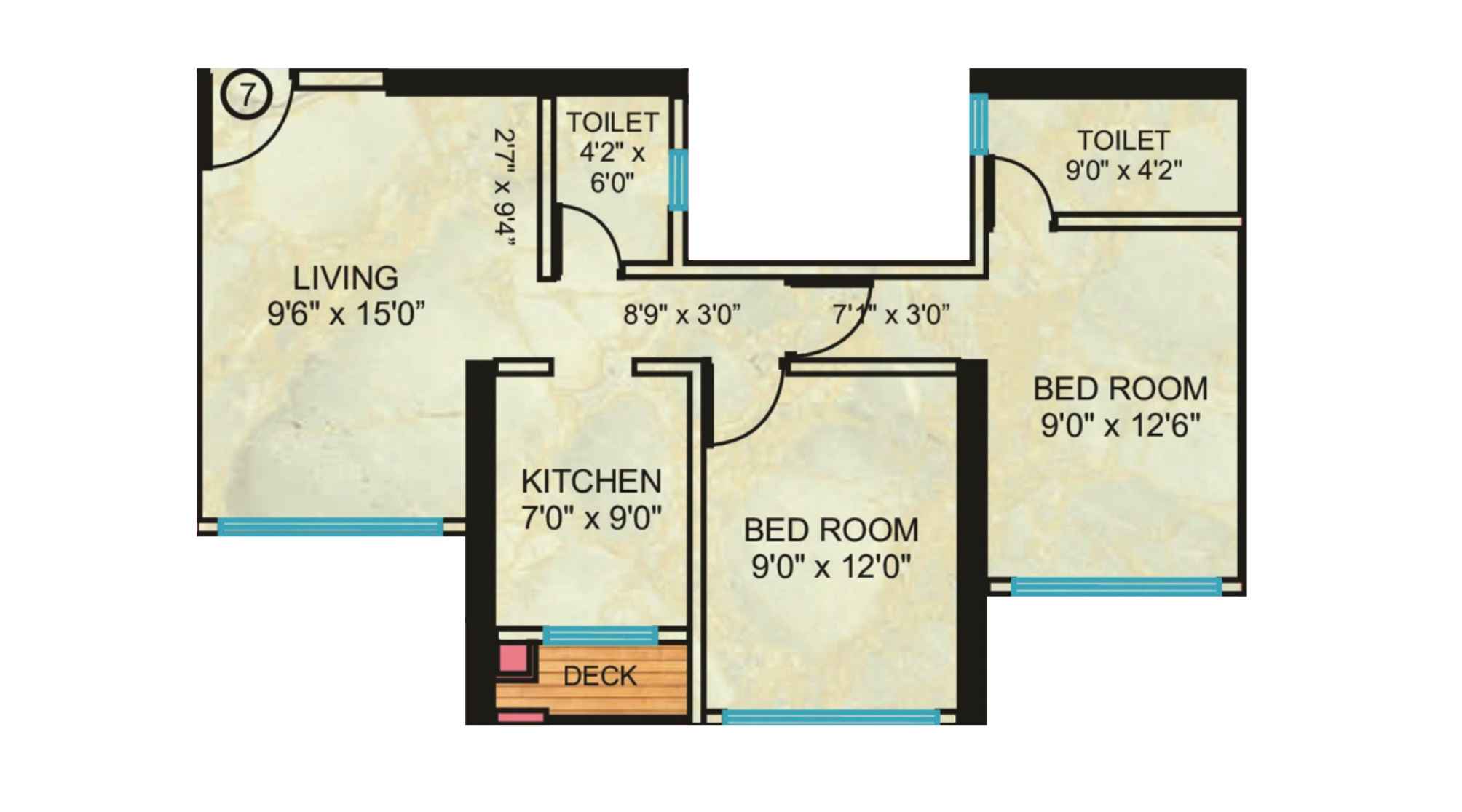 Neelam-Supremo-Floor-Plan-2-BHK-619-Sqft