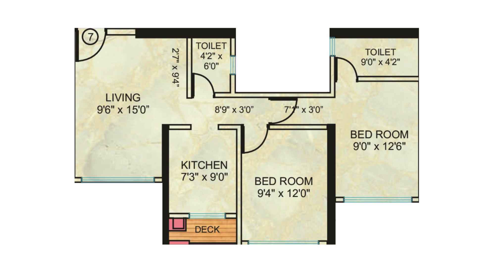 Neelam-Supremo-Floor-Plan-2-BHK-622-Sqft