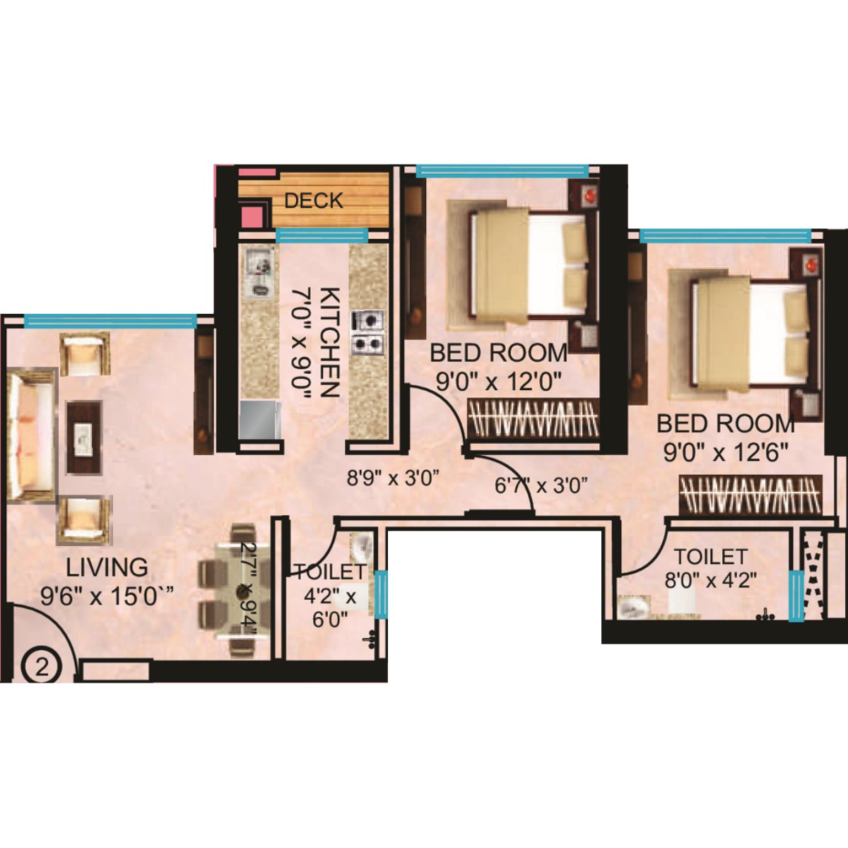 Neelam-Supremo-Floor-Plan-2-BHK-615-Sqft