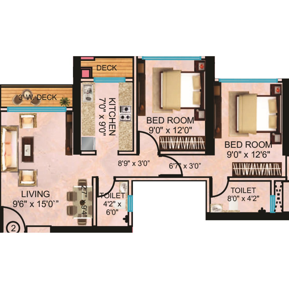 Neelam-Supremo-Floor-Plan-2-BHK-Deck-648-Sqft